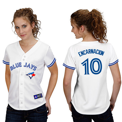 Edwin Encarnacion #10 mlb Jersey-Toronto Blue Jays Women's Authentic Home White Cool Base Baseball Jersey